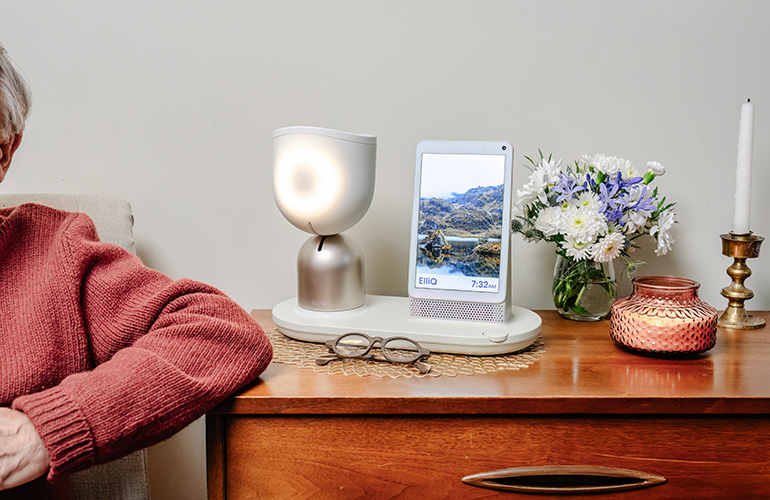 The latest version of Intuition Robotics ElliQ robot.