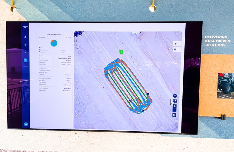 screenshot of the monarch tractor wingspan.ai software showing tractor paths in a field.